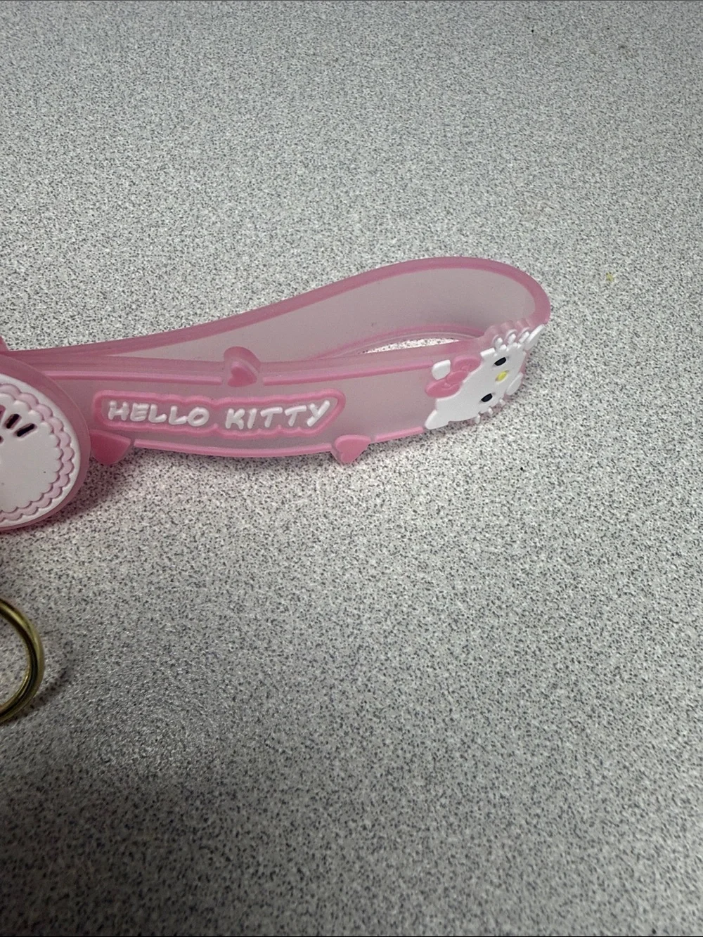 Hello Kitty Pink and Gold Charm Keychain with Cup and Tag